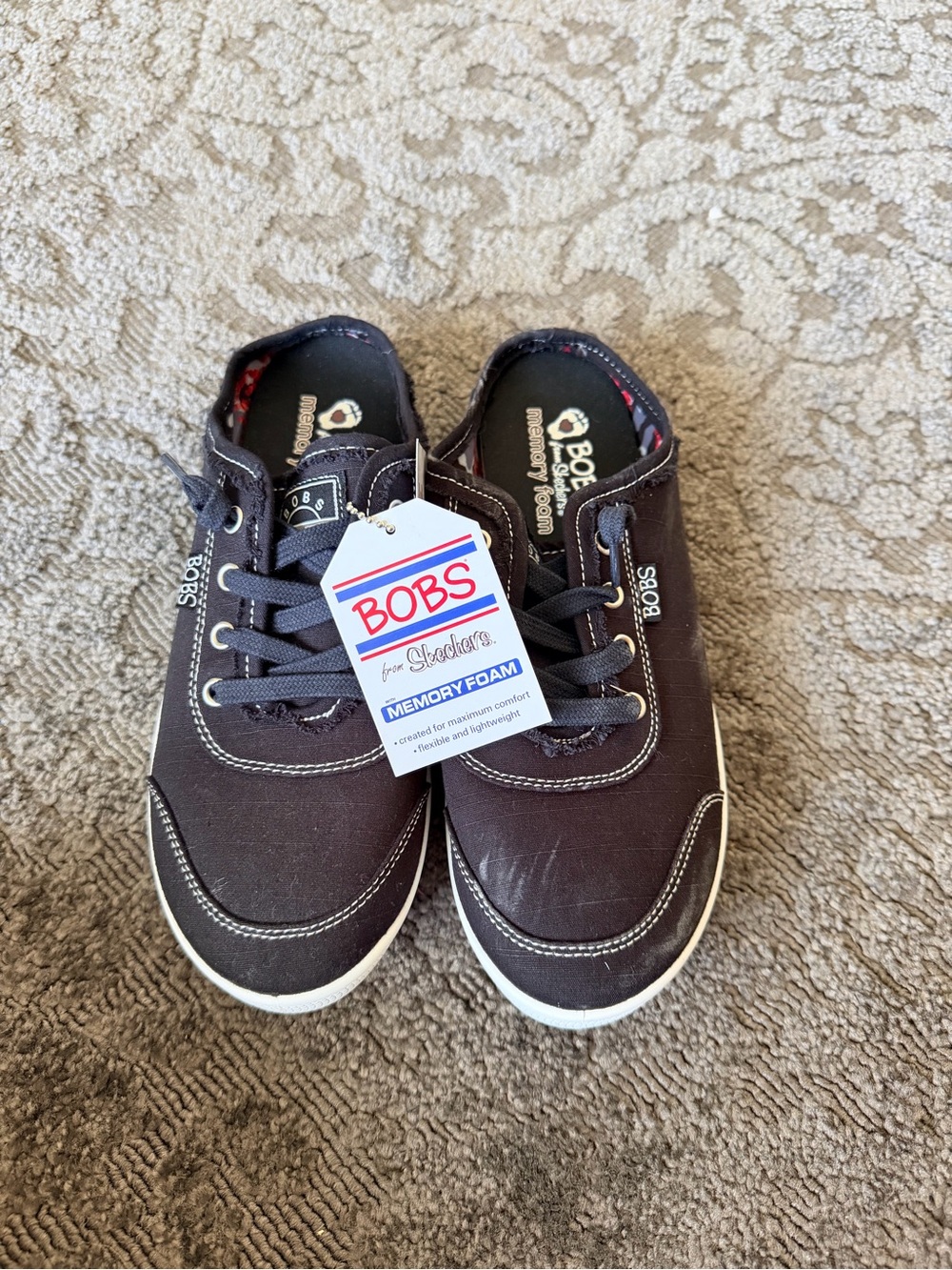 BOBS from Skechers Black Canvas Lace-Up Women’s Sneakers